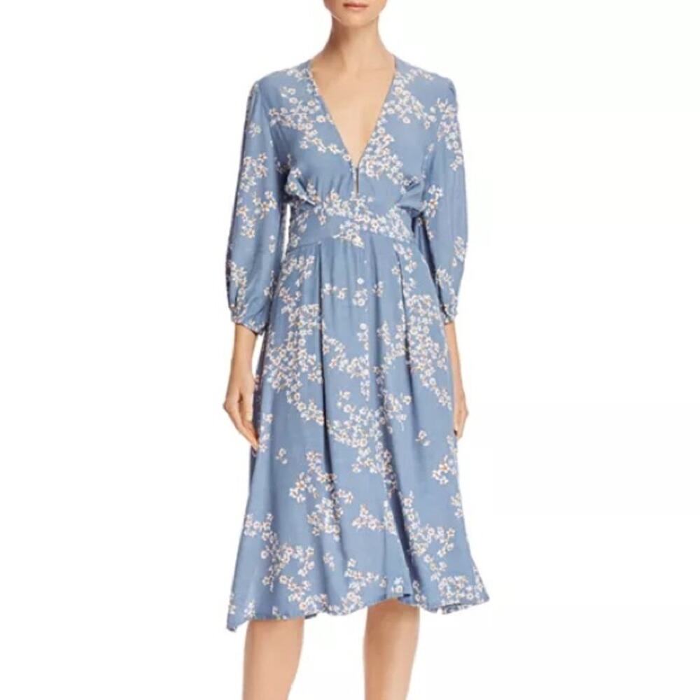 Faithful the Brand Blue Floral Midi Dress